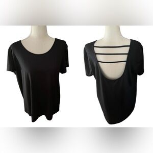 BCG black Tshirt size XL tee short sleeve round neck strappy back spandex rayon